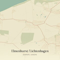 Vintage map of Elmenhorst/Lichtenhagen, Germany.