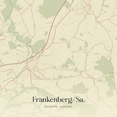 Vintage map of Frankenberg/Sa., Germany.