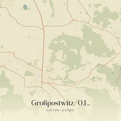 Fototapeta premium Vintage map of Großpostwitz/O.L., Germany.