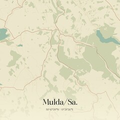 Vintage map of Mulda/Sa., Germany.