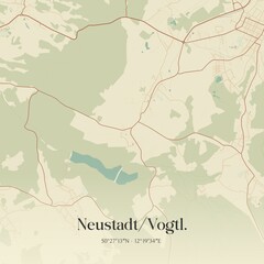 Obraz premium Vintage map of Neustadt/Vogtl., Germany.