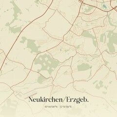 Fototapeta premium Vintage map of Neukirchen/Erzgeb., Germany.