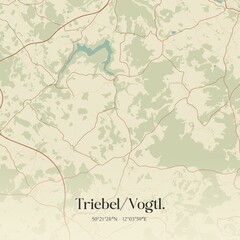 Vintage map of Triebel/Vogtl., Germany.