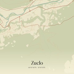 Vintage map of Zuclo, Italy.