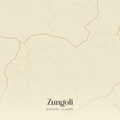 Vintage map of Zungoli, Italy.