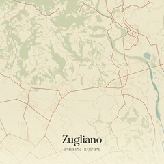 Vintage map of Zugliano, Italy.