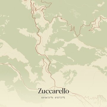 Vintage map of Zuccarello, Italy.