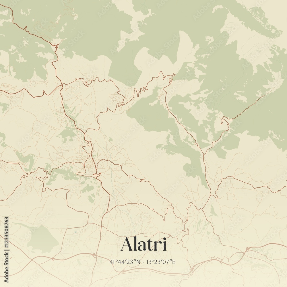 Wall mural Vintage map of Alatri, Italy.