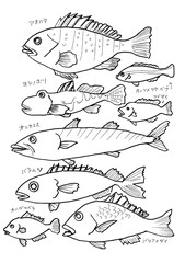 魚手描きぬりえ2　Coloring book　fish