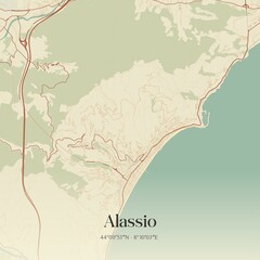 Vintage map of Alassio, Italy.
