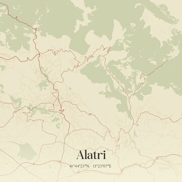 Vintage map of Alatri, Italy.