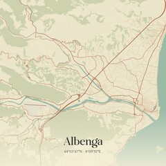 Fototapeta premium Vintage map of Albenga, Italy.