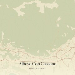 Vintage map of Albese Con Cassano, Italy.