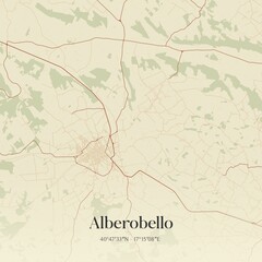Fototapeta premium Vintage map of Alberobello, Italy.