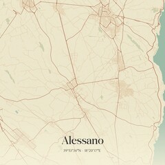 Vintage map of Alessano, Italy.