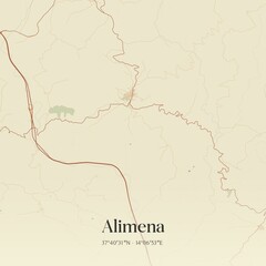 Vintage map of Alimena, Italy.