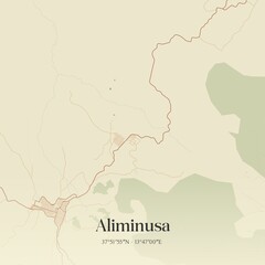 Vintage map of Aliminusa, Italy.
