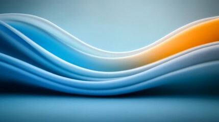 Obraz premium Abstract flowing waves in blue and orange tones creating a serene background for design