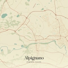 Vintage map of Alpignano, Italy.