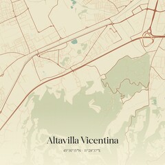 Vintage map of Altavilla Vicentina, Italy.