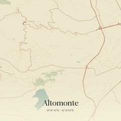 Vintage map of Altomonte, Italy.