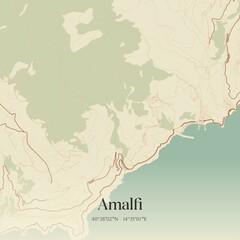 Vintage map of Amalfi, Italy.