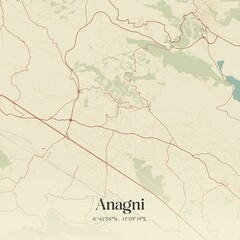 Fototapeta premium Vintage map of Anagni, Italy.