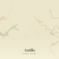 Vintage map of Antillo, Italy.