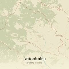 Vintage map of Antonimina, Italy.
