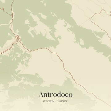 Vintage map of Antrodoco, Italy.