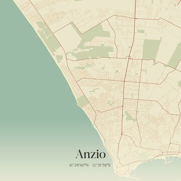 Vintage map of Anzio, Italy.