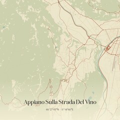 Fototapeta premium Vintage map of Appiano Sulla Strada Del Vino, Italy.