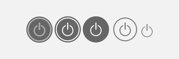 Monochromatic, minimal power icon symbol, simple power on icons for digital design, posters, projects