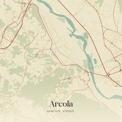 Fototapeta premium Vintage map of Arcola, Italy.