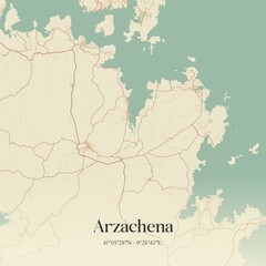 Obraz premium Vintage map of Arzachena, Italy.