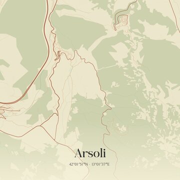Vintage map of Arsoli, Italy.