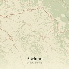 Fototapeta premium Vintage map of Asciano, Italy.