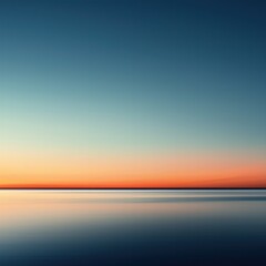 Serene Sunset Over Calm Ocean Horizon with Colorful Gradient Sky at Dusk