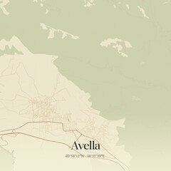 Fototapeta premium Vintage map of Avella, Italy.