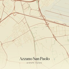 Vintage map of Azzano San Paolo, Italy.