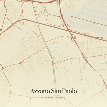 Vintage map of Azzano San Paolo, Italy.