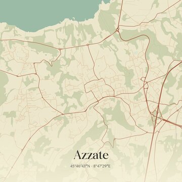 Vintage map of Azzate, Italy.