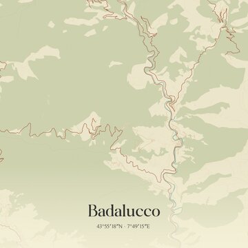 Vintage map of Badalucco, Italy.