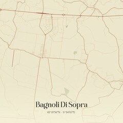 Vintage map of Bagnoli Di Sopra, Italy.