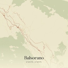 Vintage map of Balsorano, Italy.