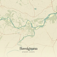 Fototapeta premium Vintage map of Bassignana, Italy.