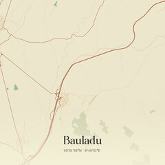 Fototapeta premium Vintage map of Bauladu, Italy.