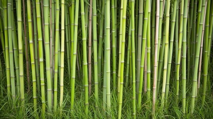 Fototapeta premium Lush Green Bamboo Forest Dense Thicket Tranquil Scene