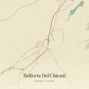Vintage map of Belforte Del Chienti, Italy.