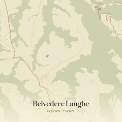 Obraz premium Vintage map of Belvedere Langhe, Italy.